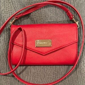 Nine West Red Crossbody Bag with Gold Accents